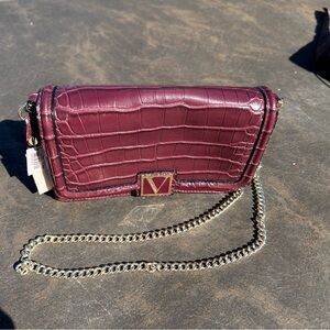 Victoria’s Secret Elegant Burgundy Croc-Embossed Chain Bag